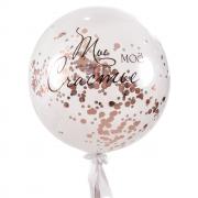 Cтеклянный большой шар гигант с надписью и конфетти SH-100129
