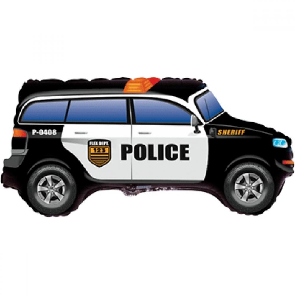 Машинка 33 см. Шар (33''/84 см) фигура, Полицейская машина, черный, 1 шт.. 901773 Артикул шар Полицейская машина. Фольгированный шар Полицейская машина. Шар Полицейская машина 1207-3490.