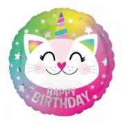 Шар Happy Birthday кот единорог SH-100128