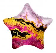 Фольгированная звезда мрамор розовый SH-100373