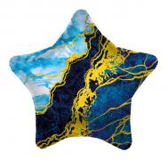 Фольгированная звезда мрамор синий SH-100372