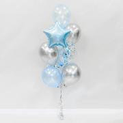 Букет из голубых и серебряных шаров  с фольгированной звездойSH-100776