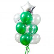Букет из зеленых и перламутровых шаров со звездой SH-100688