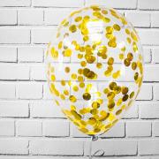 Шар  с гелием прозрачный с конфетти золото SH-100333