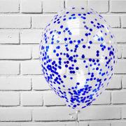 Шар с гелием прозрачный с синим конфетти SH-100330