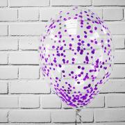 Шар с гелием прозрачный с фиолетовым конфетти SH-100329