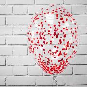 Шар  с гелием прозрачный с красным конфетти  SH-100313