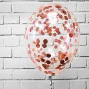 Шар с гелием прозрачный с конфетти розовое золото SH-100325