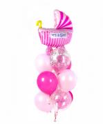 Связка из воздушных шариков на выписку для девочки Коляска SH-100661